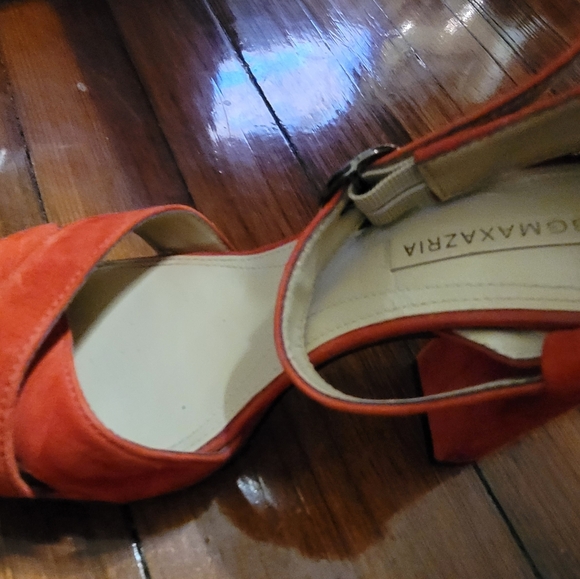 BCBGMAXAZRIA Red Suede Ankle Strap High Heel Shoes - Picture 6 of 9